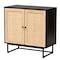 Baxton Studio Declan MidCentury Modern Espresso Brown Finished Wood and Natural Rattan 2Door Storage Cabinet 221-12472-ZORO - alternate 6